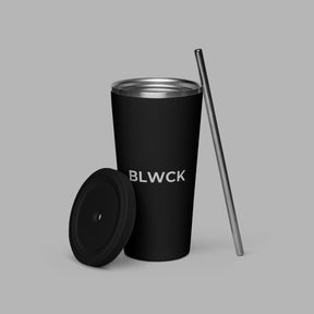 Insulated tumbler with a straw