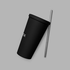 Insulated tumbler with a straw